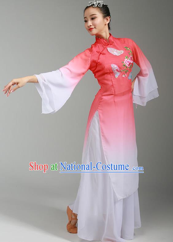 China Jiaozhou Yangko Performance Red Uniforms Fan Dance Group Dance Garment Costume Folk Dance Clothing