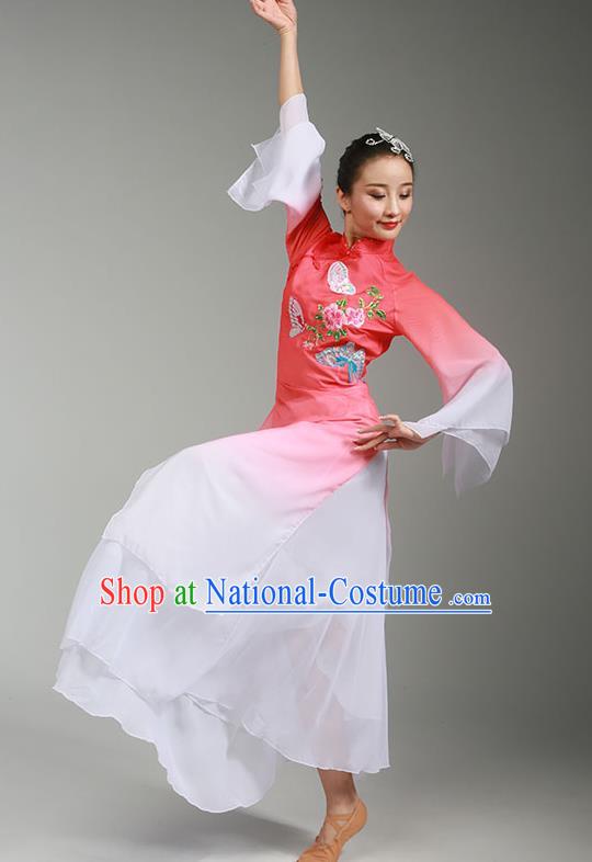 China Jiaozhou Yangko Performance Red Uniforms Fan Dance Group Dance Garment Costume Folk Dance Clothing