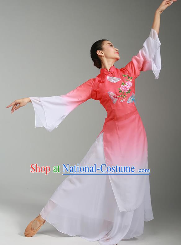 China Jiaozhou Yangko Performance Red Uniforms Fan Dance Group Dance Garment Costume Folk Dance Clothing