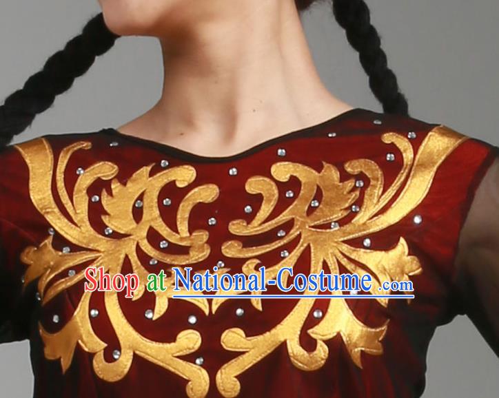 China Xinjiang Ethnic Dance Garments Uygur Minority Folk Dance Dress Uyghur Nationality Stage Performance Clothing