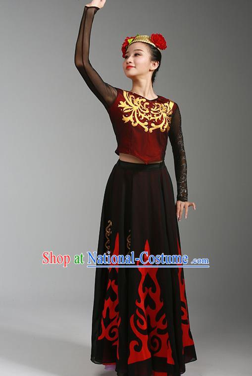 China Xinjiang Ethnic Dance Garments Uygur Minority Folk Dance Dress Uyghur Nationality Stage Performance Clothing