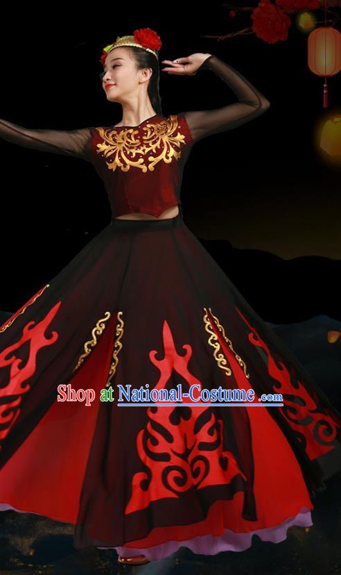 China Xinjiang Ethnic Dance Garments Uygur Minority Folk Dance Dress Uyghur Nationality Stage Performance Clothing