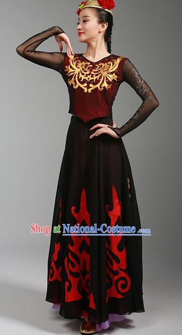 China Xinjiang Ethnic Dance Garments Uygur Minority Folk Dance Dress Uyghur Nationality Stage Performance Clothing