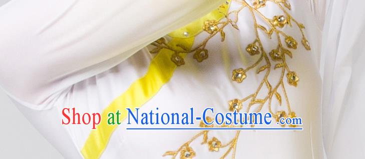 Top Chinese Woman Opening Dance Garment Costume Traditional Umbrella Dance Performance Clothing Classical Dance Yellow Dress