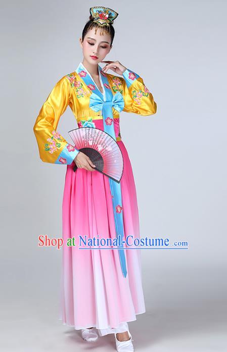 China Korean Nationality Stage Performance Clothing Korea Minority Fan Dance Dress Ethnic Female Group Dance Garments