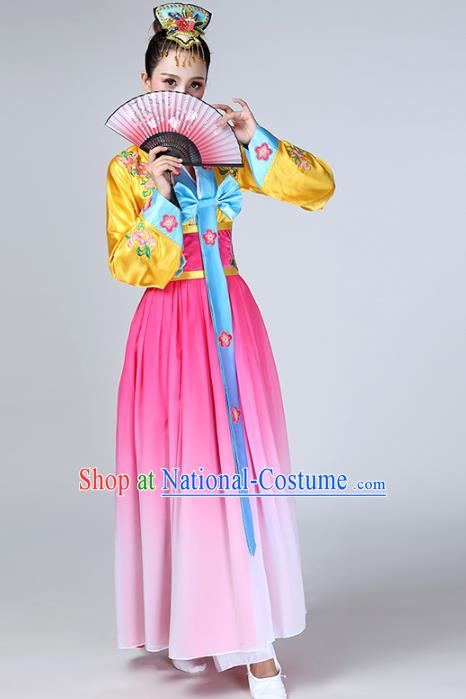 China Korean Nationality Stage Performance Clothing Korea Minority Fan Dance Dress Ethnic Female Group Dance Garments