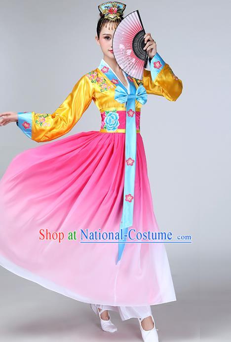 China Korean Nationality Stage Performance Clothing Korea Minority Fan Dance Dress Ethnic Female Group Dance Garments