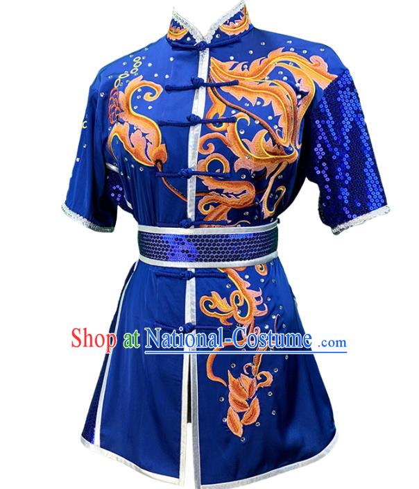 Chinese Kungfu Competition Clothing Kung Fu Training Garment Costumes Martial Arts Wushu Embroidered Red Sequins Outfits