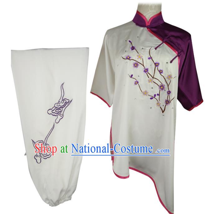 Chinese Chang Boxing Garment Costumes Martial Arts Embroidered Plum Blossom Outfits Kungfu Wushu Competition Clothing