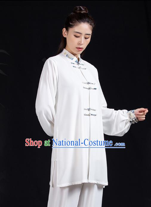 Chinese Martial Arts Competition White Outfits Tai Chi Performance Clothing Tai Ji Kung Fu Garment Costumes