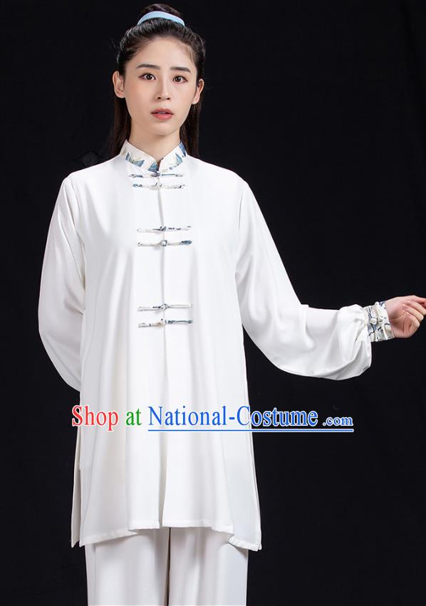 Chinese Martial Arts Competition White Outfits Tai Chi Performance Clothing Tai Ji Kung Fu Garment Costumes