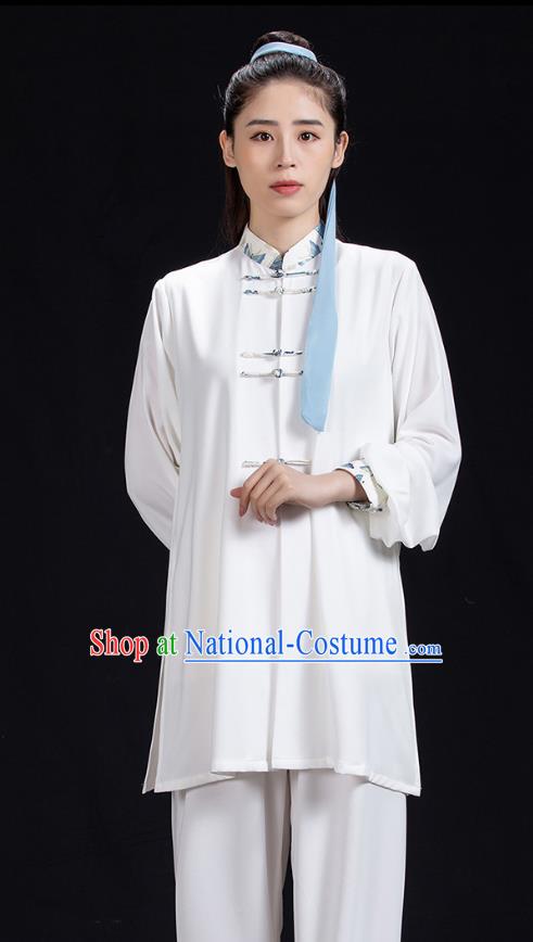 Chinese Martial Arts Competition White Outfits Tai Chi Performance Clothing Tai Ji Kung Fu Garment Costumes