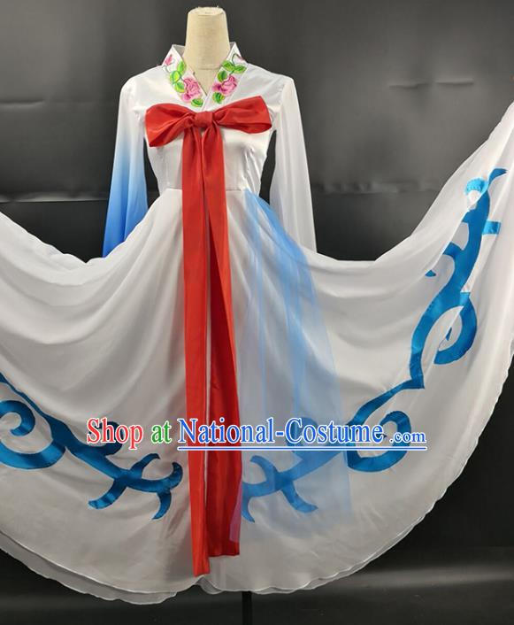 China Ethnic Female Group Dance Garments Korean Nationality Stage Performance Clothing Korea Minority Fan Dance White Dress