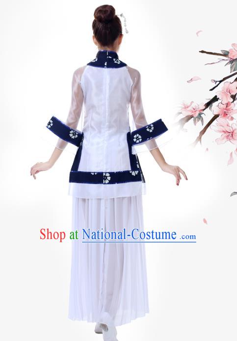 China Fan Dance Garment Costume Female Group Dance Clothing Jiaozhou Yangko Performance White Uniforms