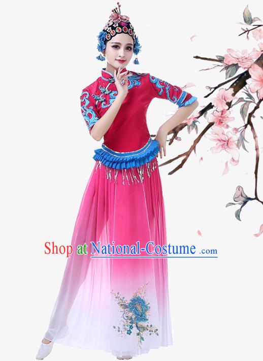 Top Chinese Woman Beijing Opera Garment Costume Traditional Classical Dance Rosy Dress Outfits Stage Performance Clothing