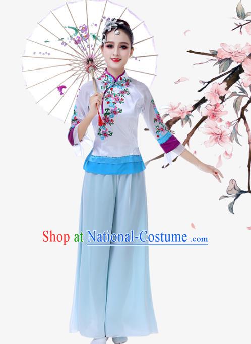 China Female Umbrella Dance Clothing Jiaozhou Yangko Performance Uniforms Fan Dance Garment Costume