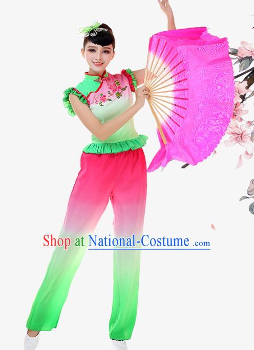 China Fan Dance Garment Costume Female Drum Dance Clothing Jiaozhou Yangko Performance Uniforms