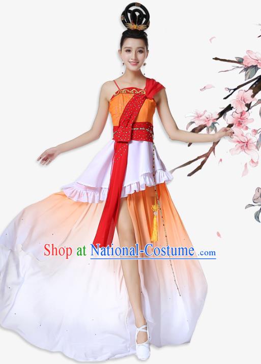 Top Chinese Classical Dance Solo Dance Garment Costume Traditional Umbrella Dance Orange Dress Woman Stage Performance Clothing