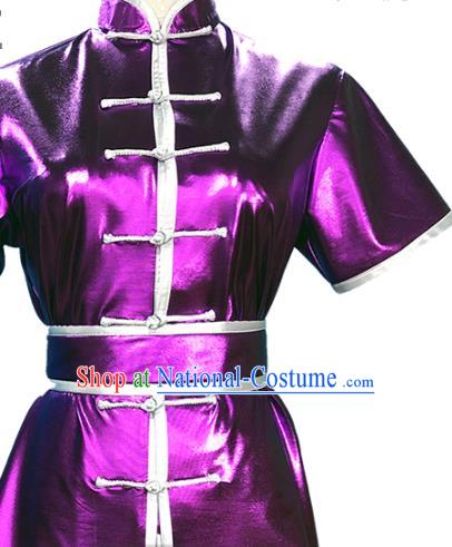 Top Chinese Wushu Competition Garment Costume Martial Arts Kung Fu Clothing Southern Boxing Performance Purple Outfits