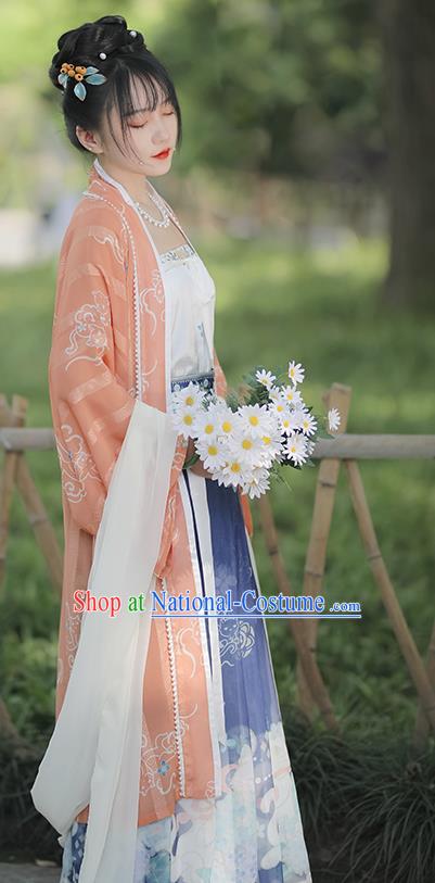 China Ancient Hanfu Garments Nobility Female Dress Traditional Song Dynasty Young Woman Historical Clothing Complete Set