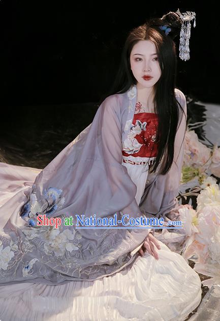 China Tang Dynasty Court Princess Historical Clothing Ancient Palace Beauty Embroidered Hanfu Dress Garments