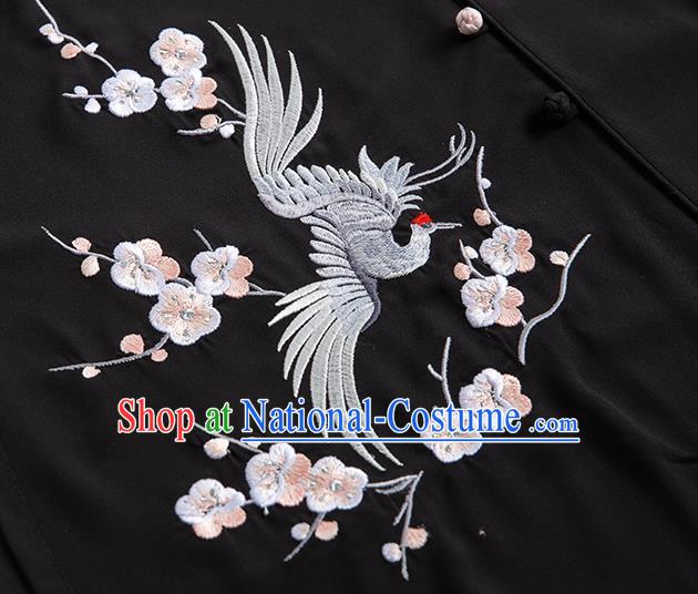 Chinese Martial Arts Printing Plum Garments Tai Ji Group Competition Black Outfits Woman Tai Chi Training Clothing