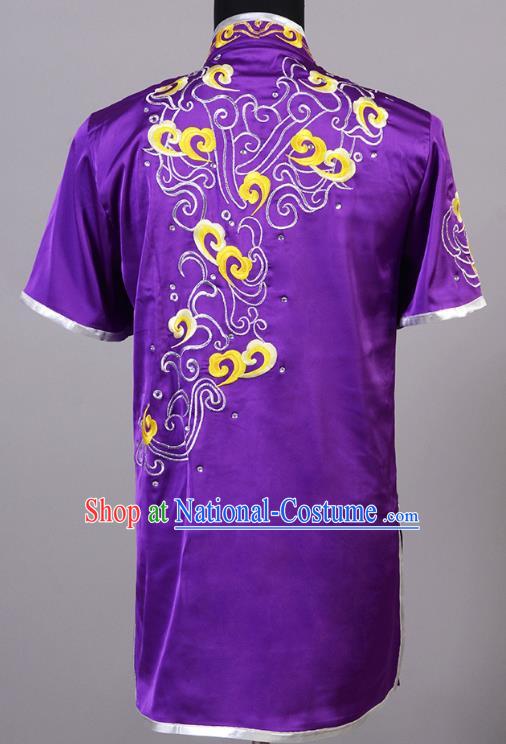 Top China Cudgel Play Performance Garment Costumes Southern Boxing Purple Uniforms Martial Arts Competition Clothing Kung Fu Embroidered Apparels