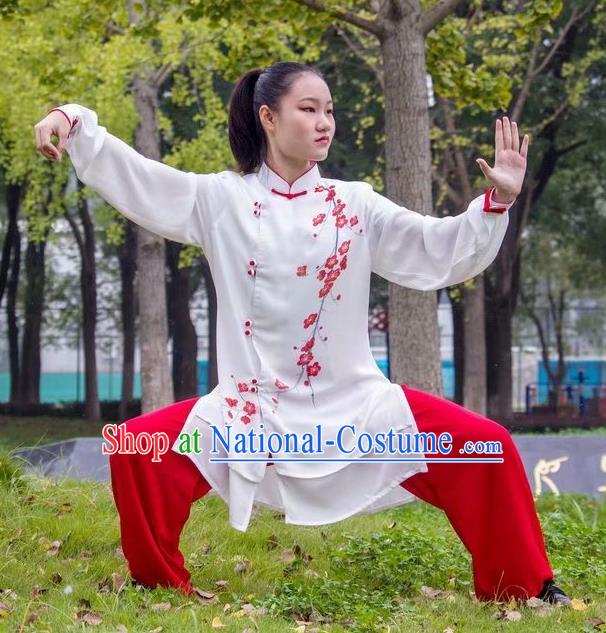 Chinese Tai Chi Sword Performance Suits Martial Arts Printing Plum Blossom Outfits Kung Fu Wushu Competition Clothing