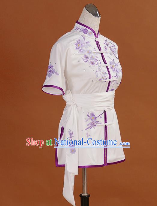 Chinese Kung Fu Tai Ji Training Clothing Wushu Performance Suits Martial Arts Competition Embroidered Wisteria Outfits