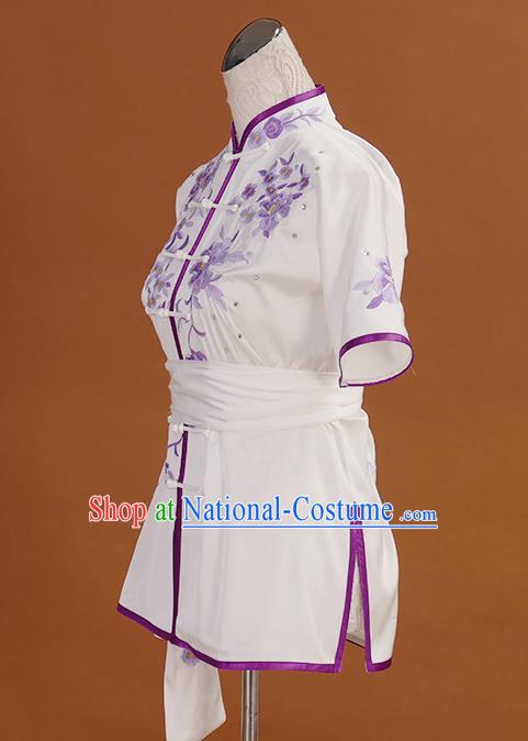 Chinese Kung Fu Tai Ji Training Clothing Wushu Performance Suits Martial Arts Competition Embroidered Wisteria Outfits