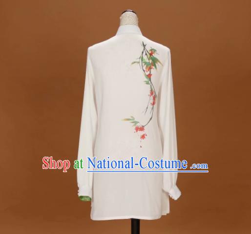 Chinese Kung Fu Wushu Competition Clothing Tai Chi Performance Suits Martial Arts Embroidered White Outfits