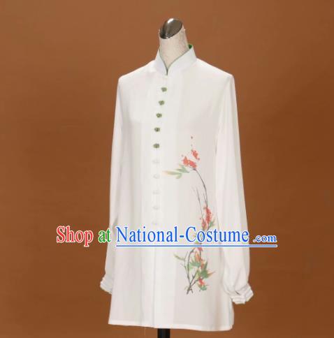 Chinese Kung Fu Wushu Competition Clothing Tai Chi Performance Suits Martial Arts Embroidered White Outfits