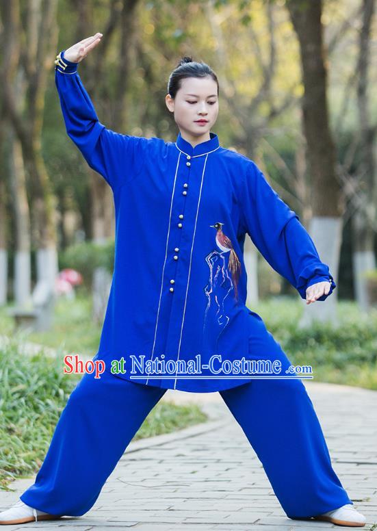 Chinese Tai Ji Competition Royalblue Outfits Tai Chi Group Performance Clothing Martial Arts Garment Kung Fu Suits