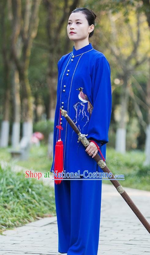 Chinese Tai Ji Competition Royalblue Outfits Tai Chi Group Performance Clothing Martial Arts Garment Kung Fu Suits