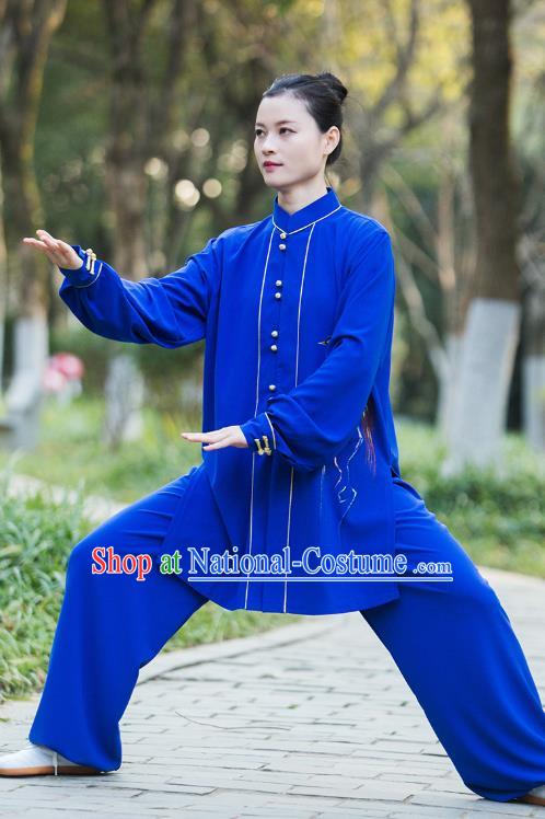 Chinese Tai Ji Competition Royalblue Outfits Tai Chi Group Performance Clothing Martial Arts Garment Kung Fu Suits