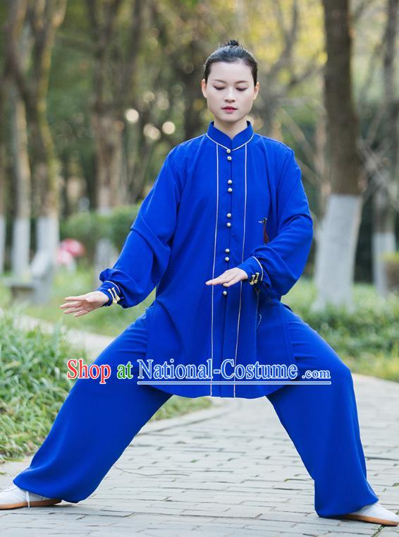 Chinese Tai Ji Competition Royalblue Outfits Tai Chi Group Performance Clothing Martial Arts Garment Kung Fu Suits