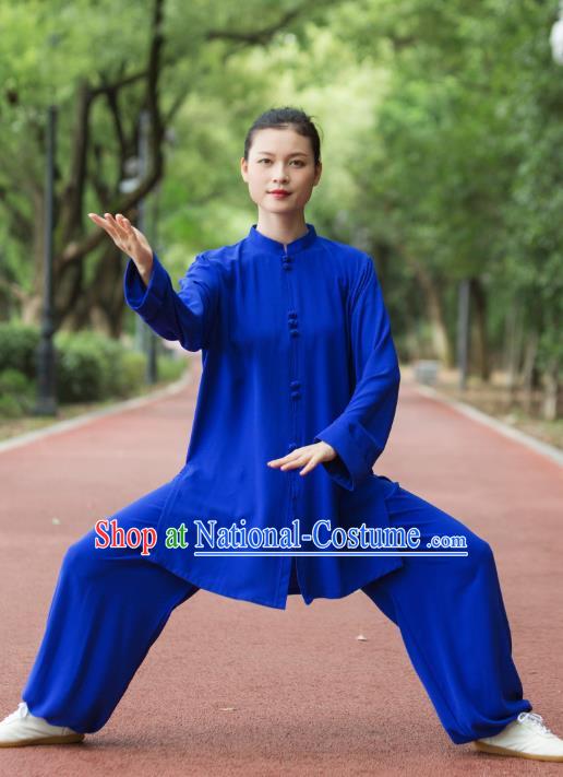 Chinese Kung Fu Suits Tai Ji Competition Royalblue Outfits Tai Chi Group Performance Clothing Martial Arts Garment