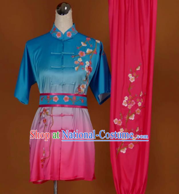 China Tai Chi Sword Training Embroidered Plum Clothing Kung Fu Performance Outfits Wushu Martial Arts Competition Suits