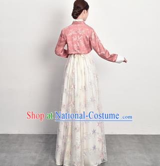 Traditional Asian Palace Princess Pink Blouse and Dress Outfits Korean Court Dress Ancient Korea Female Garment Costumes