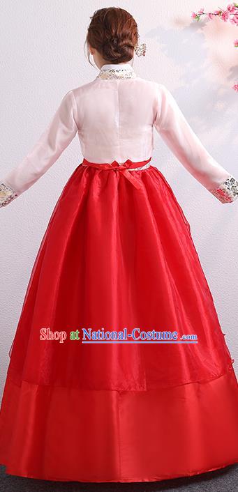 Korean Palace Princess Embroidered Pink Blouse and Red Dress Traditional Wedding Outfits Asian Bride Dress Korea Ancient Court Garment Costumes