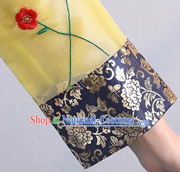 Asian Korea Bride Dress Ancient Court Garment Costumes Korean Palace Princess Embroidered Yellow Blouse and Blue Dress Traditional Wedding Outfits