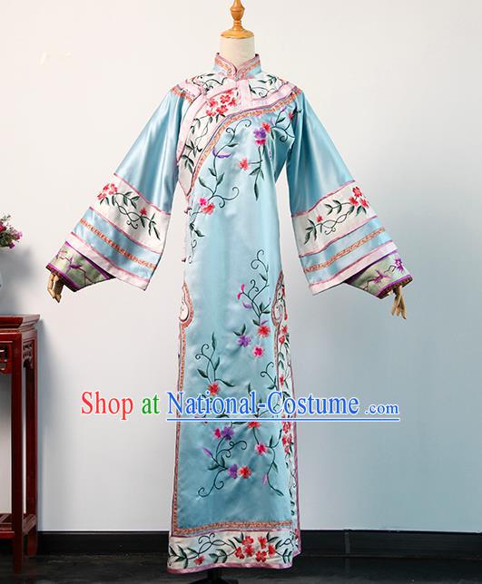 China Drama Empresses in the Palace Zhen Huan Blue Dress Ancient Imperial Consort Clothing Traditional Qing Dynasty Manchu Woman Garment