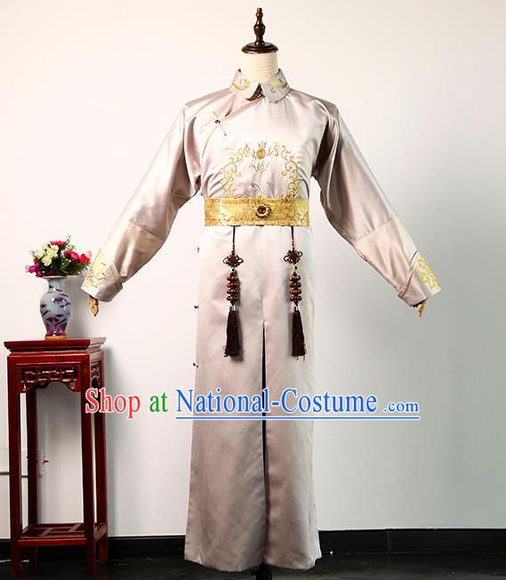 Chinese Ancient Noble Prince Clothing TV Story of Yanxi Palace Royal Highness Pink Long Robe Qing Dynasty Manchu Childe Costume