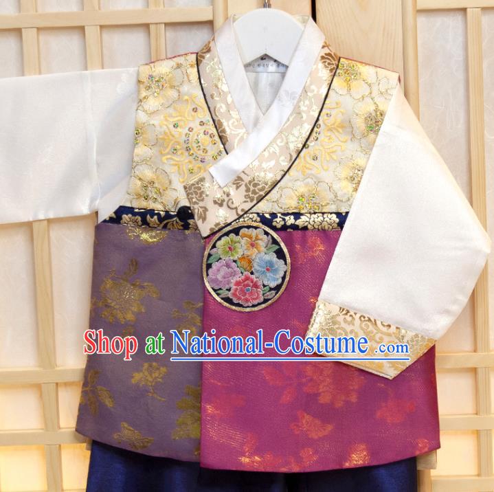 Korea Children Garment Vest White Shirt and Navy Pants Boys Prince Birthday Hanbok Costumes Korean Traditional Fashion Clothing