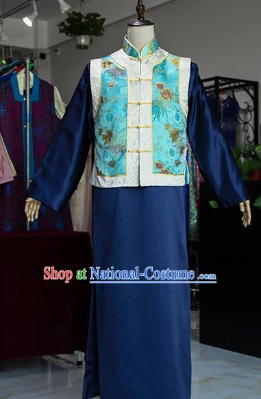 Chinese Ancient Shopkeeper Uniform Drama Teahouse Prince Mandarin Jacket Robe Qing Dynasty Lord Clothing