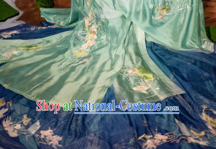 China Ancient Court Princess Green Hanfu Dress Clothing Traditional Song Dynasty Court Beauty Historical Garment Costumes