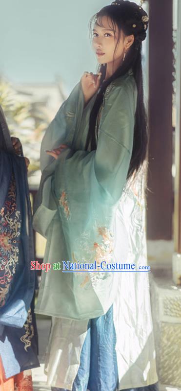 China Ancient Court Princess Green Hanfu Dress Clothing Traditional Song Dynasty Court Beauty Historical Garment Costumes