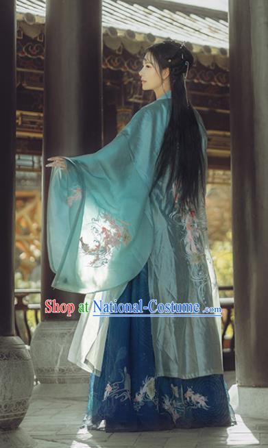 China Ancient Court Princess Green Hanfu Dress Clothing Traditional Song Dynasty Court Beauty Historical Garment Costumes