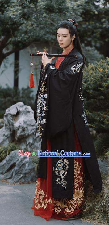 China Jin Dynasty Young Childe Historical Garment Costumes Ancient Swordsman Wei Wuxian Embroidered Hanfu Clothing for Men