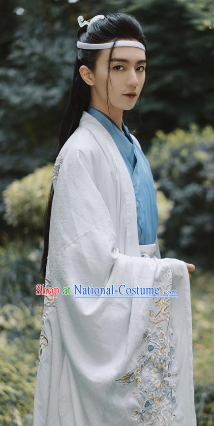 China Ancient Scholar Embroidered Hanfu Clothing Song Dynasty Noble Childe Historical Garment Costumes Complete Set